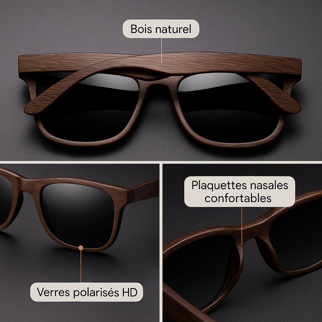 Lunettes en bambou naturel – Élégance & Protection